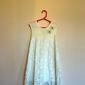 Girls Soft Lace and Knit Dress